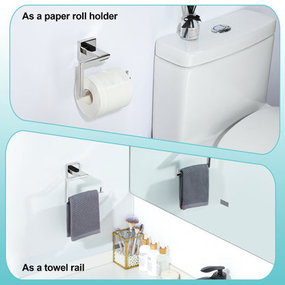 Sayayo Toilet Paper Roll Holder Wall Mounted, Towel Holder Hand Towel Ring, SUS304 Stainless Steel Waterproof & Rustproof, Modern Square Design, Chrome/ Black/ Brushed/ Gold