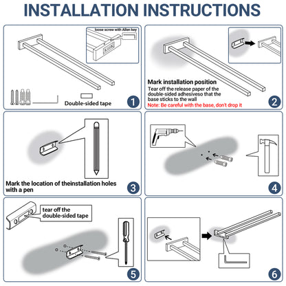 Sayayo Hand Towel Holder Double Towel Bar, Towel Rails SUS304 Stainless Steel Towel Rack 30CM, 40CM