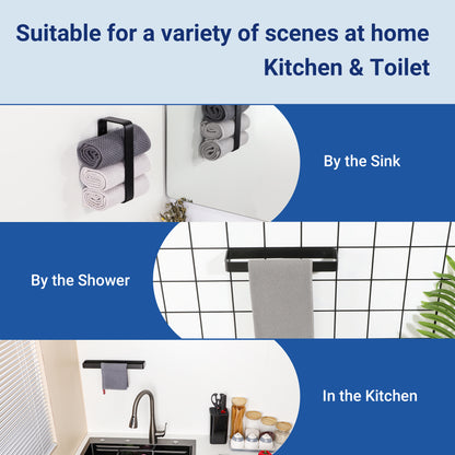 SAYAYO Hand Towel Holder Self Adhesive Towel Rail Towel Rack Wall Mounted Towel Ring No Drilling for Bathroom, 20cm - 70cm, 8 Inch - 28 Inch, Black, Brushed, White, Gold