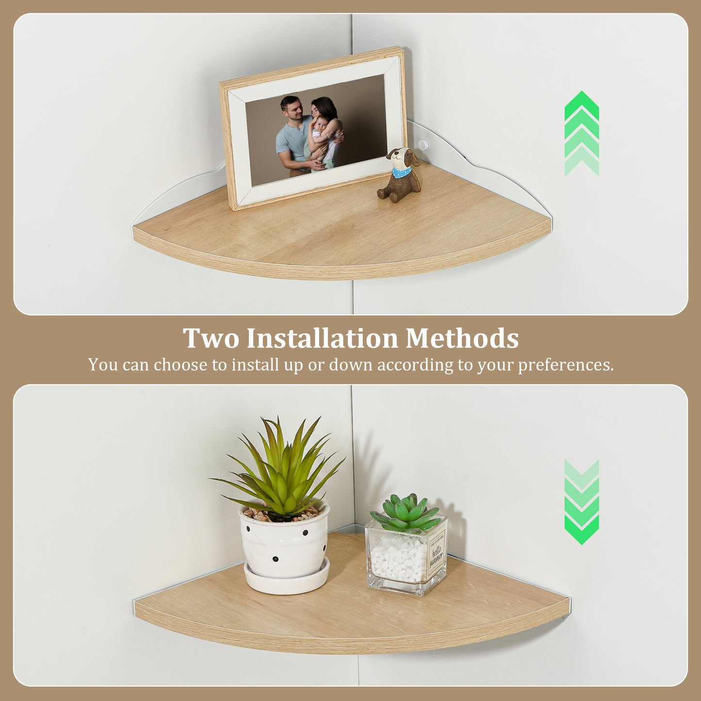 SAYAYO 28 CM Wooden Corner Wall Shelves, Wooden Corner Shelf, Wall-Mounted Shelf for Books, Plants, Kitchen, Bathroom, Living Room, Study