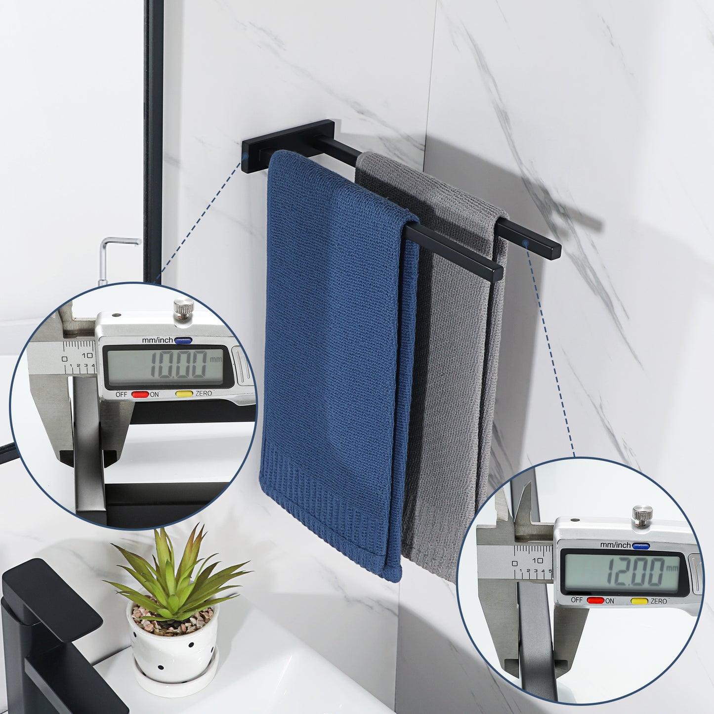 Sayayo Hand Towel Holder Double Towel Bar, Towel Rails SUS304 Stainless Steel Towel Rack 30CM, 40CM