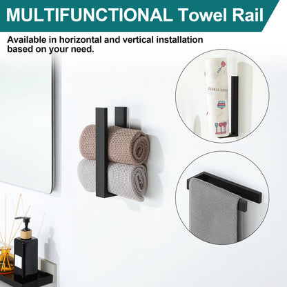 SAYAYO Hand Towel Holder Self Adhesive Towel Rail Towel Rack Stainless Steel Towel Ring No Drilling for Bathroom, 20cm - 40cm, 8 Inch - 16 Inch, Black, Brushed, Polished