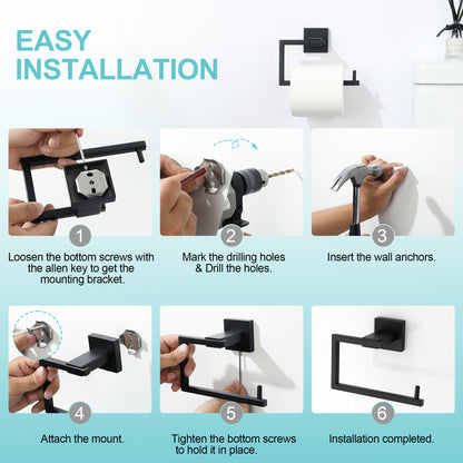 Sayayo Toilet Paper Roll Holder Wall Mounted, Towel Holder Hand Towel Ring, SUS304 Stainless Steel Waterproof & Rustproof, Modern Square Design, Chrome/ Black/ Brushed/ Gold