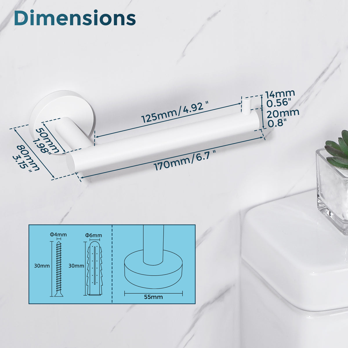 SAYAYO Toilet Roll Holder Wall Mounted Toilet Paper Holder SUS304 Stainless Steel for Bathroom Kitchen, Loo Tissue Roll Holder Round Base Style
