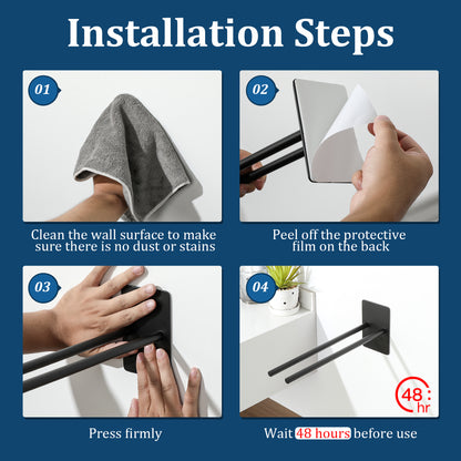 Sayayo Towel Rails Adhesive Bathroom Towel Holder Double Towel Bar Stick on, SUS304 Stainless Steel Towel Rack No Drilling , 30CM, 40CM