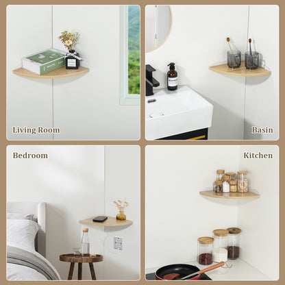 SAYAYO 28 CM Wooden Corner Wall Shelves, Wooden Corner Shelf, Wall-Mounted Shelf for Books, Plants, Kitchen, Bathroom, Living Room, Study