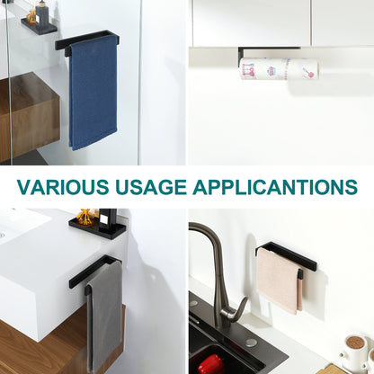 SAYAYO Hand Towel Holder Self Adhesive Towel Rail Towel Rack Stainless Steel Towel Ring No Drilling for Bathroom, 20cm - 40cm, 8 Inch - 16 Inch, Black, Brushed, Polished