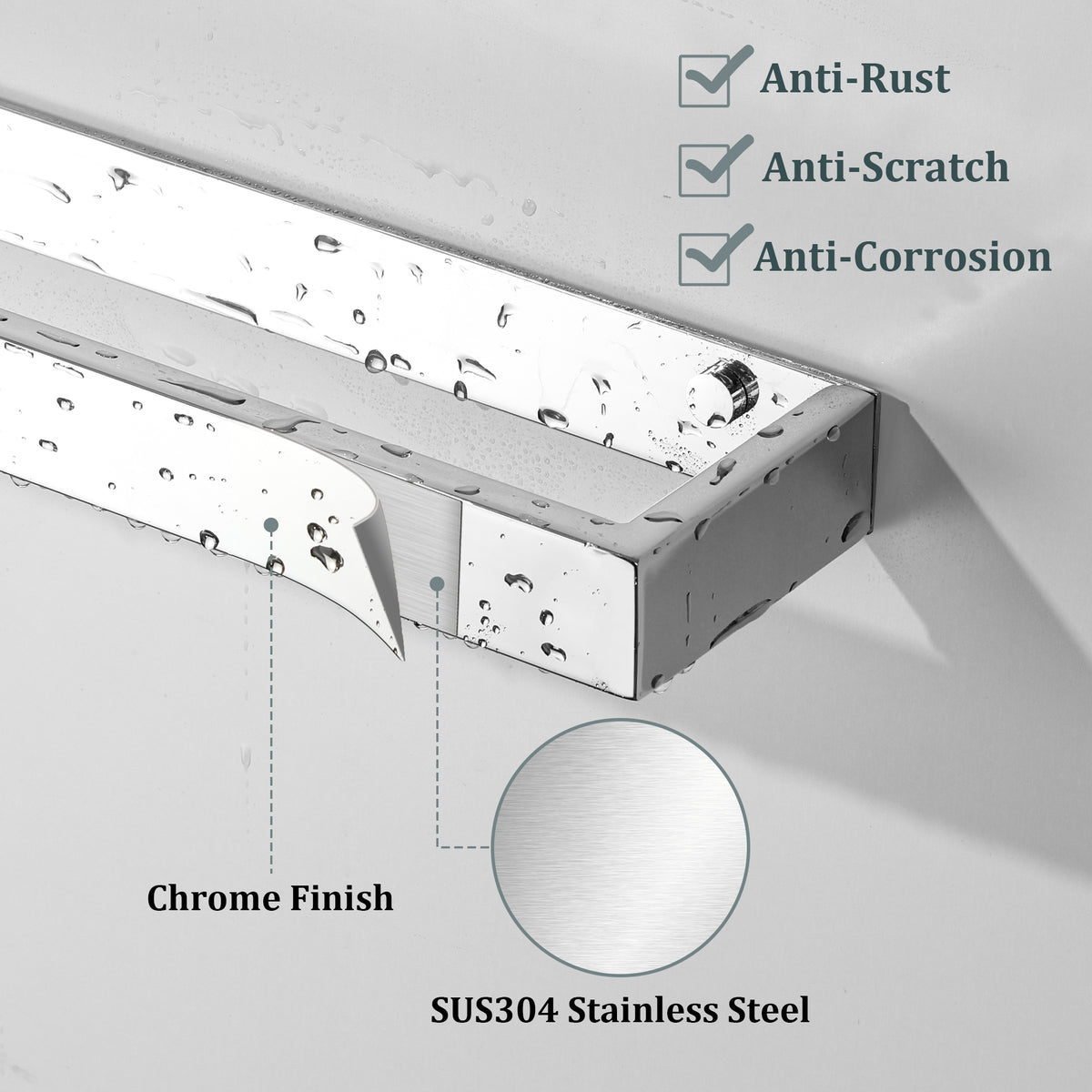 SAYAYO Hand Towel Holder Wall Mounted Black Towel Rail Self Adhesive or Screw Fixing Towel Ring for Bathroom Kitchen, SUS304 Stainless Steel Waterproof & Rustproof 20CM - 70CM