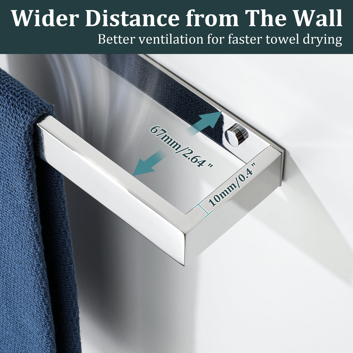 SAYAYO Hand Towel Holder Wall Mounted Black Towel Rail Self Adhesive or Screw Fixing Towel Ring for Bathroom Kitchen, SUS304 Stainless Steel Waterproof & Rustproof 20CM - 70CM