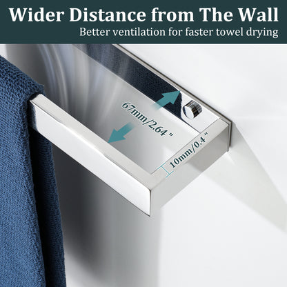 SAYAYO Hand Towel Holder Wall Mounted Black Towel Rail Self Adhesive or Screw Fixing Towel Ring for Bathroom Kitchen, SUS304 Stainless Steel Waterproof & Rustproof 20CM - 70CM