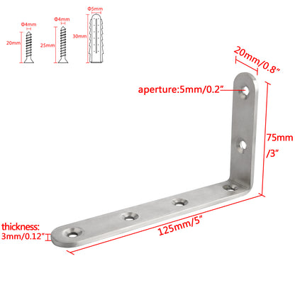 Sayayo Stainless Steel Joint Angle Brackets, 125MM-150MM, 4PCS