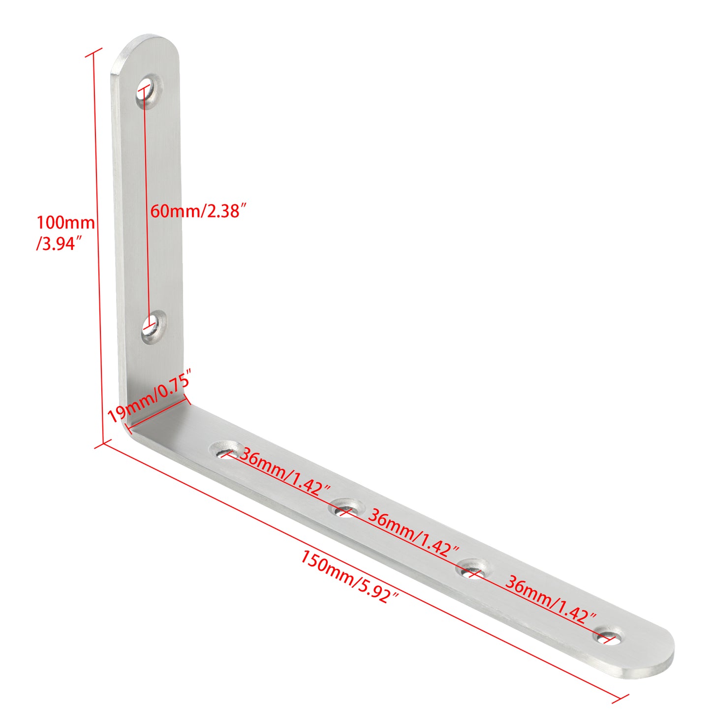 Sayayo Stainless Steel Joint Angle Brackets, 125MM-150MM, 4PCS