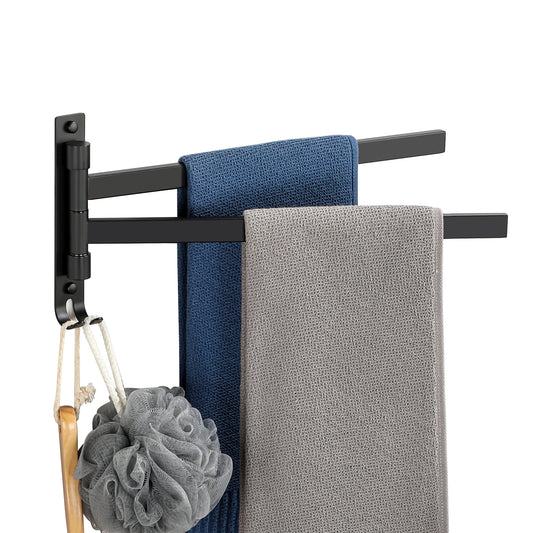SAYAYO Black/ Brushed Bathroom Towel Rack, 180° Rotating, Bidet Towel Holder, 35CM Towel Rack, Stainless Steel 304 Towel Holder for Kitchen Bathroom, 2 Bars / 3 Bars / 4 Bars