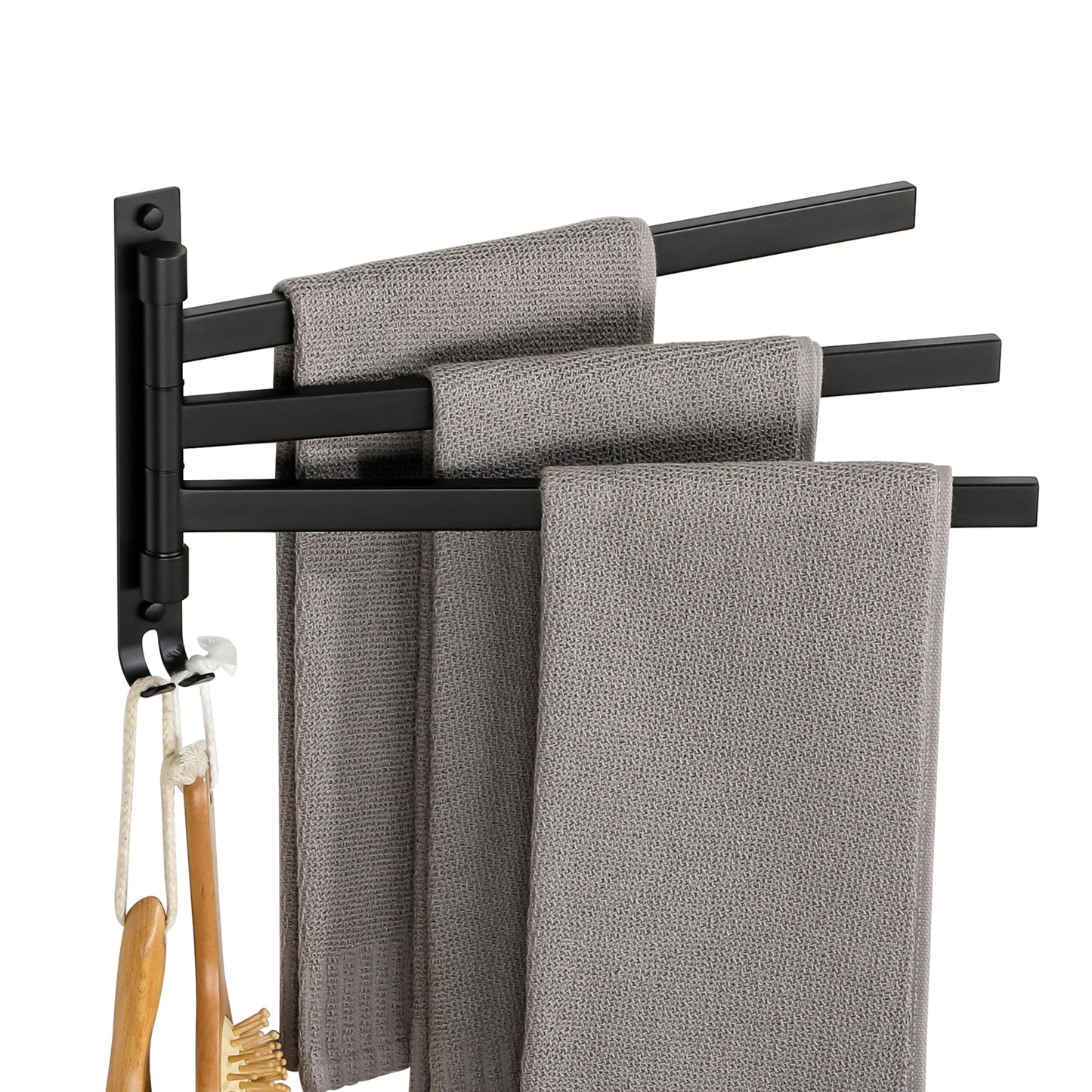 SAYAYO Black/ Brushed Bathroom Towel Rack, 180° Rotating, Bidet Towel Holder, 35CM Towel Rack, Stainless Steel 304 Towel Holder for Kitchen Bathroom, 2 Bars / 3 Bars / 4 Bars