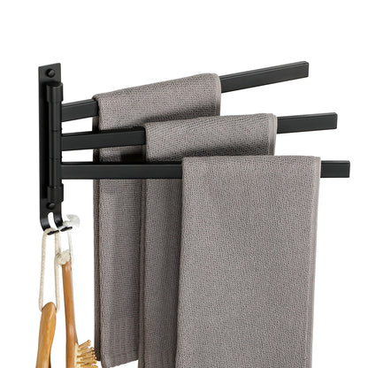 SAYAYO Black/ Brushed Bathroom Towel Rack, 180° Rotating, Bidet Towel Holder, 35CM Towel Rack, Stainless Steel 304 Towel Holder for Kitchen Bathroom, 2 Bars / 3 Bars / 4 Bars