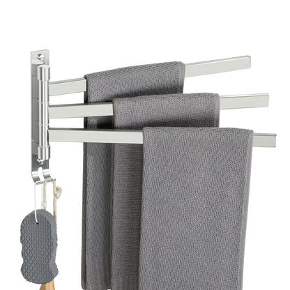 SAYAYO Black/ Brushed Bathroom Towel Rack, 180° Rotating, Bidet Towel Holder, 35CM Towel Rack, Stainless Steel 304 Towel Holder for Kitchen Bathroom, 2 Bars / 3 Bars / 4 Bars