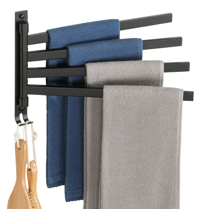 SAYAYO Black/ Brushed Bathroom Towel Rack, 180° Rotating, Bidet Towel Holder, 35CM Towel Rack, Stainless Steel 304 Towel Holder for Kitchen Bathroom, 2 Bars / 3 Bars / 4 Bars