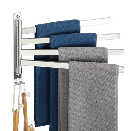 SAYAYO Black/ Brushed Bathroom Towel Rack, 180° Rotating, Bidet Towel Holder, 35CM Towel Rack, Stainless Steel 304 Towel Holder for Kitchen Bathroom, 2 Bars / 3 Bars / 4 Bars