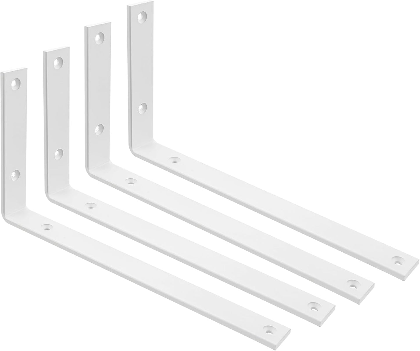 SAYAYO Shelf Brackets Heavy Duty 5MM Thick White Angle Brackets Metal L Brackets for Shelves, Wooden Shelf Brackets & Supports Wall Hanging Corner Brace, 125mm - 300mm, 2 Pack/ 4 Pack