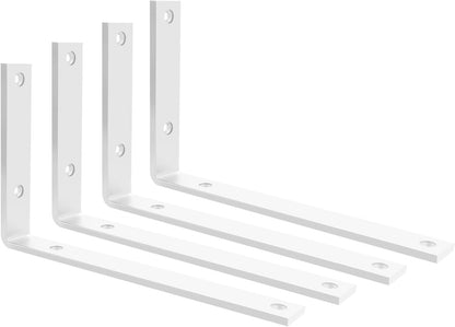 SAYAYO Shelf Brackets Heavy Duty 5MM Thick White Angle Brackets Metal L Brackets for Shelves, Wooden Shelf Brackets & Supports Wall Hanging Corner Brace, 125mm - 300mm, 2 Pack/ 4 Pack