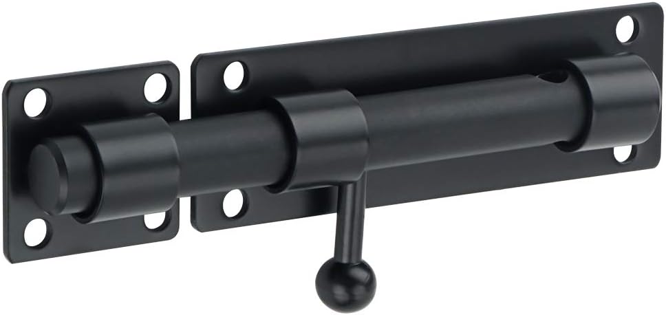 Sayayo Slide Gate Latch Bolt Safety Door Lock with Padlock Hole 150MM Length, 16MM Dia Bar, Heavy Duty Solid SUS304 Stainless Steel Matte Black(Not Include Padlock), 150MM, 180MM, 230MM