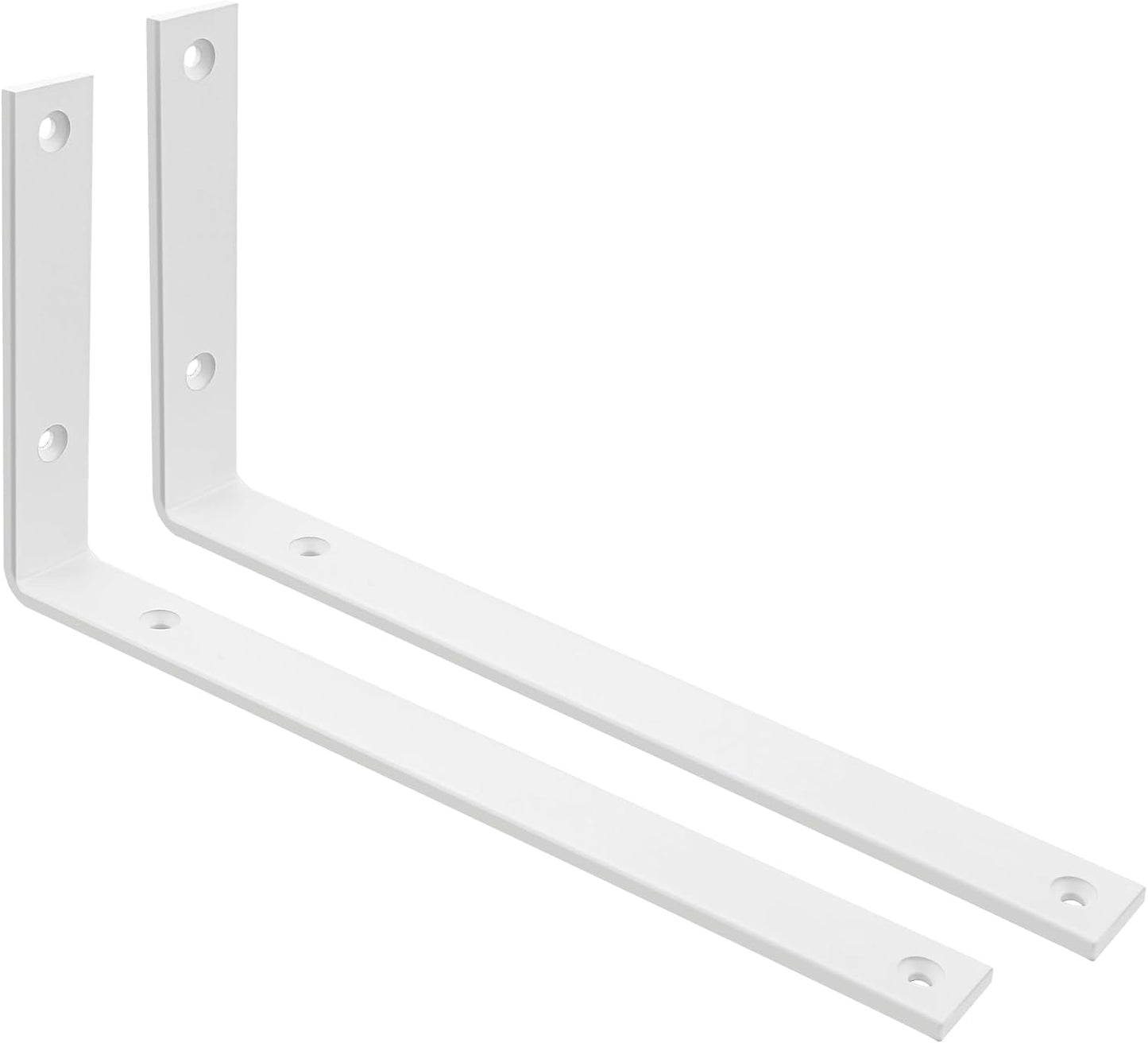 SAYAYO Shelf Brackets Heavy Duty 5MM Thick White Angle Brackets Metal L Brackets for Shelves, Wooden Shelf Brackets & Supports Wall Hanging Corner Brace, 125mm - 300mm, 2 Pack/ 4 Pack