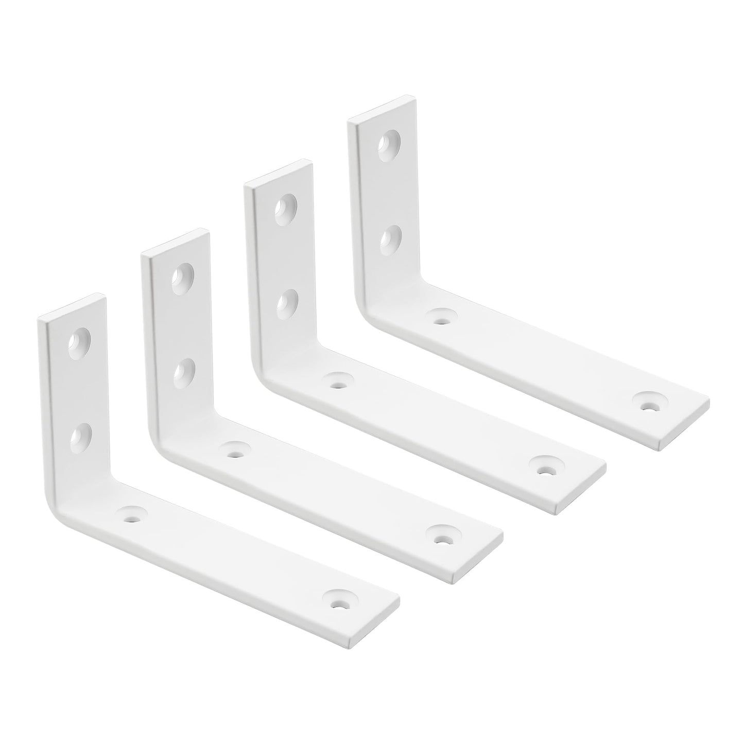 SAYAYO Shelf Brackets Heavy Duty 5MM Thick White Angle Brackets Metal L Brackets for Shelves, Wooden Shelf Brackets & Supports Wall Hanging Corner Brace, 125mm - 300mm, 2 Pack/ 4 Pack