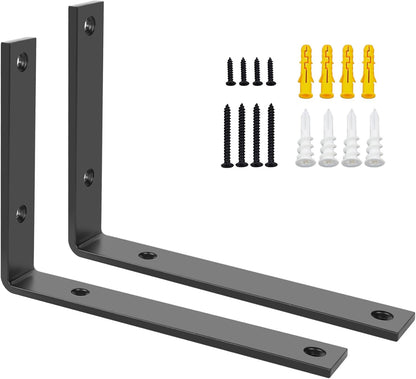 SAYAYO Shelf Brackets Heavy Duty 5MM Thick White Angle Brackets Metal L Brackets for Shelves, Wooden Shelf Brackets & Supports Wall Hanging Corner Brace, 125mm - 300mm, 2 Pack/ 4 Pack