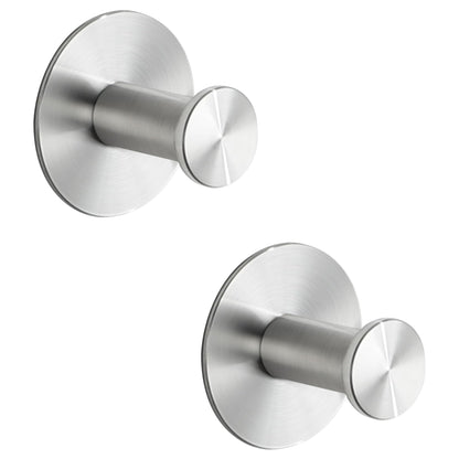 SAYAYO Self Adhesive Hooks 2PCS/ 4PCS Sticky Coat Hooks for Hanging Towels Wall Hook for Bathroom Kitchen Home Door, SUS304 Stainless Steel, No Nails, Round Design