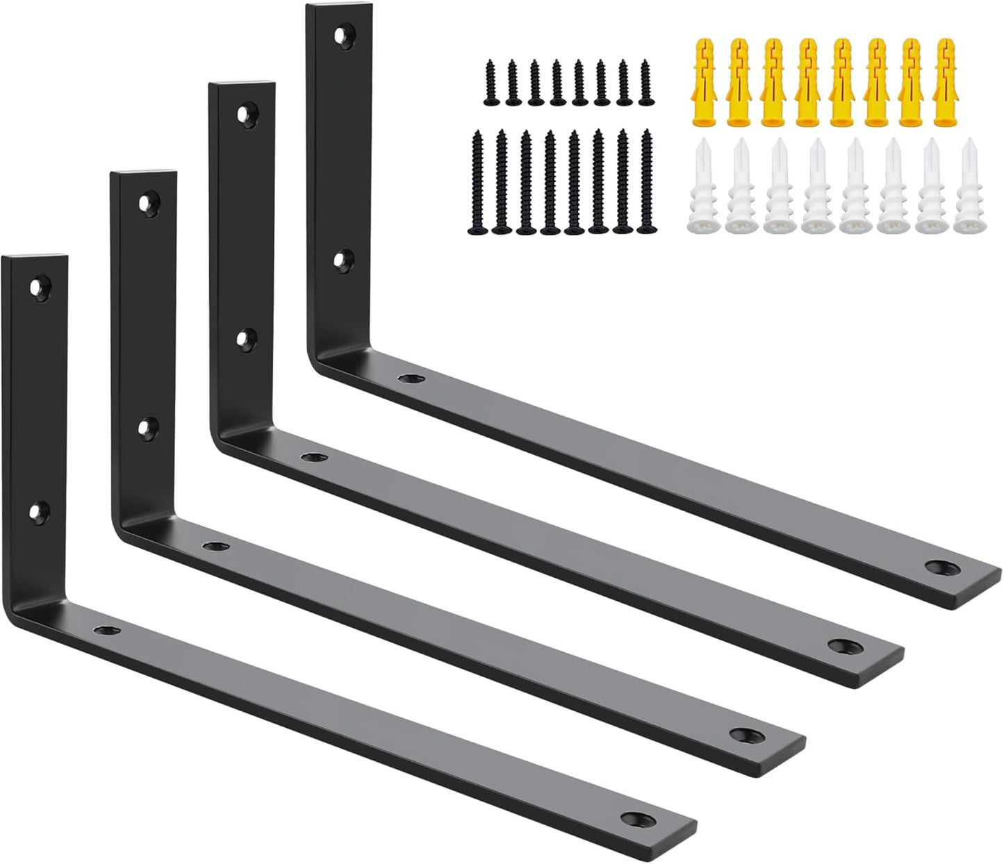 SAYAYO Shelf Brackets Heavy Duty 5MM Thick White Angle Brackets Metal L Brackets for Shelves, Wooden Shelf Brackets & Supports Wall Hanging Corner Brace, 125mm - 300mm, 2 Pack/ 4 Pack