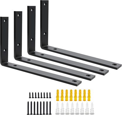 SAYAYO Shelf Brackets Heavy Duty 5MM Thick White Angle Brackets Metal L Brackets for Shelves, Wooden Shelf Brackets & Supports Wall Hanging Corner Brace, 125mm - 300mm, 2 Pack/ 4 Pack