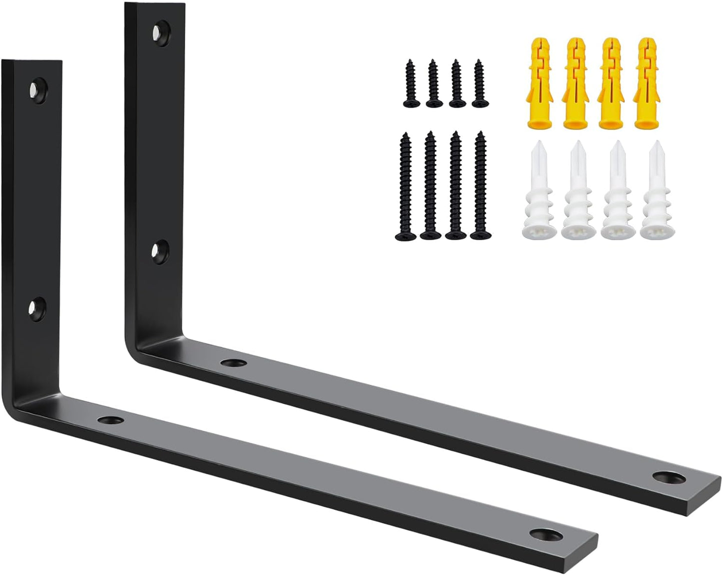 SAYAYO Shelf Brackets Heavy Duty 5MM Thick White Angle Brackets Metal L Brackets for Shelves, Wooden Shelf Brackets & Supports Wall Hanging Corner Brace, 125mm - 300mm, 2 Pack/ 4 Pack