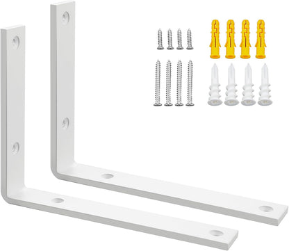 SAYAYO Shelf Brackets Heavy Duty 5MM Thick White Angle Brackets Metal L Brackets for Shelves, Wooden Shelf Brackets & Supports Wall Hanging Corner Brace, 125mm - 300mm, 2 Pack/ 4 Pack