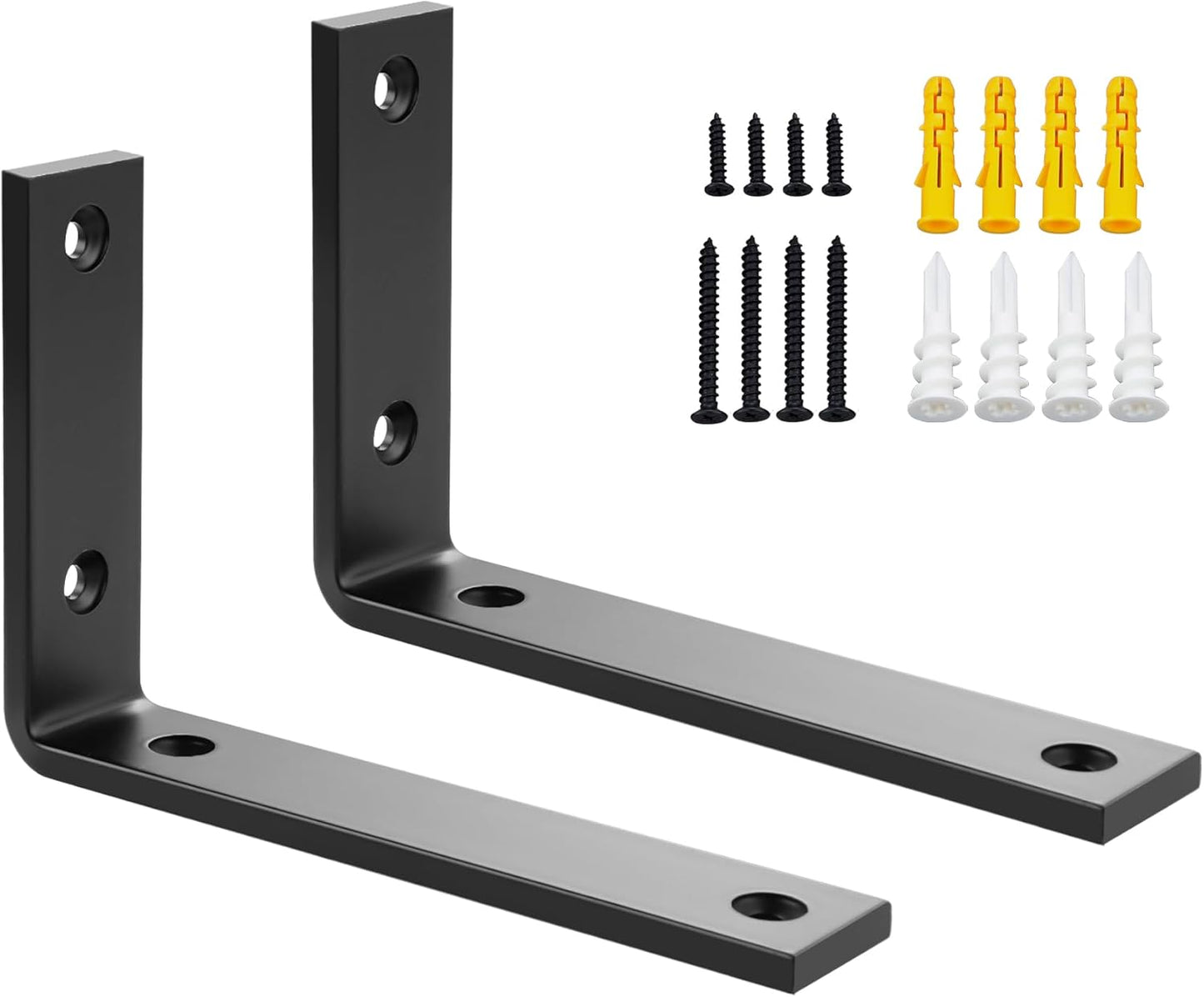 SAYAYO Shelf Brackets Heavy Duty 5MM Thick White Angle Brackets Metal L Brackets for Shelves, Wooden Shelf Brackets & Supports Wall Hanging Corner Brace, 125mm - 300mm, 2 Pack/ 4 Pack