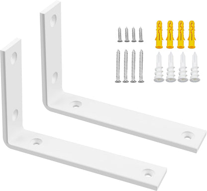SAYAYO Shelf Brackets Heavy Duty 5MM Thick White Angle Brackets Metal L Brackets for Shelves, Wooden Shelf Brackets & Supports Wall Hanging Corner Brace, 125mm - 300mm, 2 Pack/ 4 Pack
