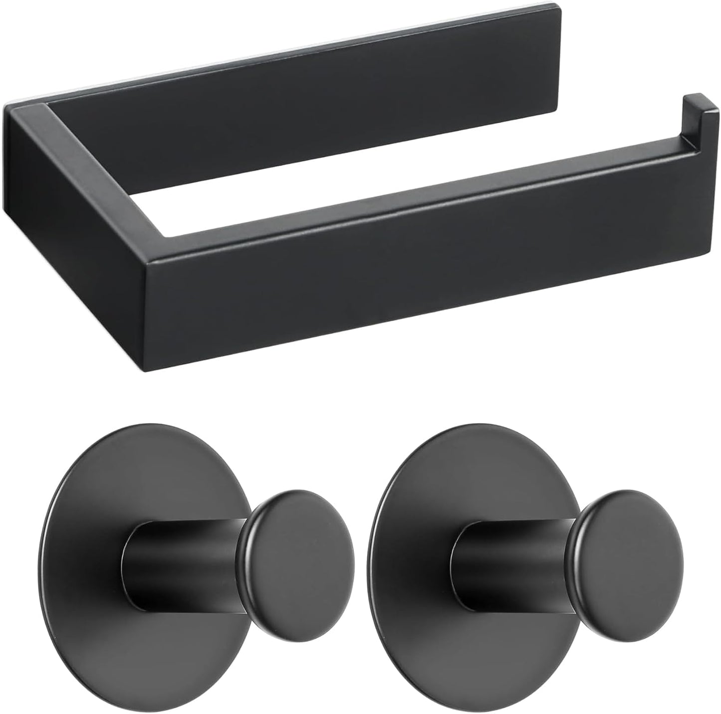 SAYAYO Toilet Roll Holder Self Adhesive Sticky on 2 Hooks for Hanging Towels Wall Hook Toilet Paper Holder Without Screws No Drill for Bathroom Kitchen SUS304 Stainless Steel Bathroom set