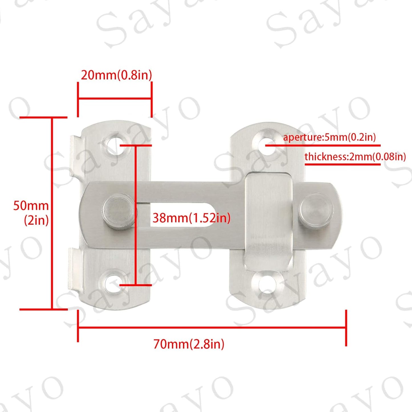 SAYAYO Gate Lock Door Latch Small Gate Bolt Sliding Door Lock for Wooden Gates Internal Door Garden Stainless Steel