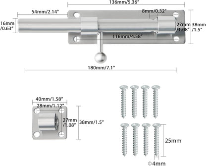 Sayayo Slide Gate Latch Bolt Safety Door Lock with Padlock Hole 150MM Length, 16MM Dia Bar, Heavy Duty Solid SUS304 Stainless Steel Matte Black(Not Include Padlock), 150MM, 180MM, 230MM
