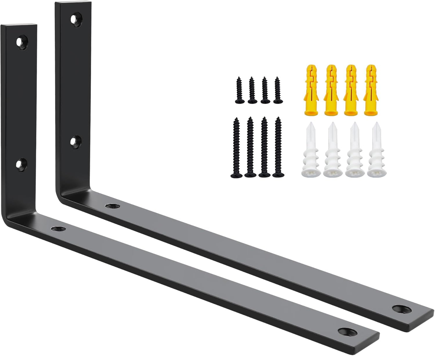 SAYAYO Shelf Brackets Heavy Duty 5MM Thick White Angle Brackets Metal L Brackets for Shelves, Wooden Shelf Brackets & Supports Wall Hanging Corner Brace, 125mm - 300mm, 2 Pack/ 4 Pack