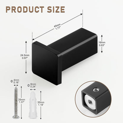 SAYAYO Coat Hooks Wall Mounted SUS304 Stainless Steel Door Hooks for Hanging Towels Wall Hooks for Bathroom Heavy Duty Square Style 2Pcs/4Pcs