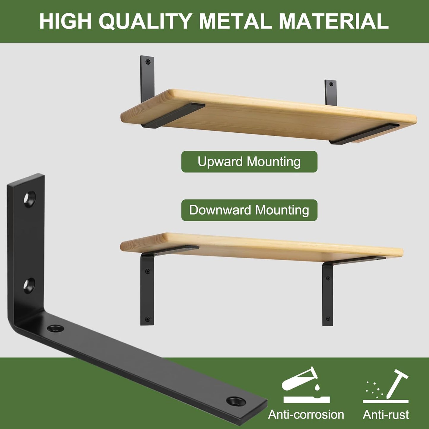 SAYAYO Shelf Brackets Heavy Duty 5MM Thick White Angle Brackets Metal L Brackets for Shelves, Wooden Shelf Brackets & Supports Wall Hanging Corner Brace, 125mm - 300mm, 2 Pack/ 4 Pack