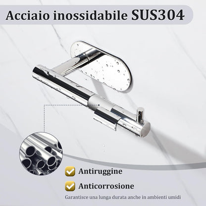 SAYAYO 304 Stainless Steel Toilet Roll Holder for Bathroom Kitchen No Drill Self-Adhesive Toilet Paper Holder
