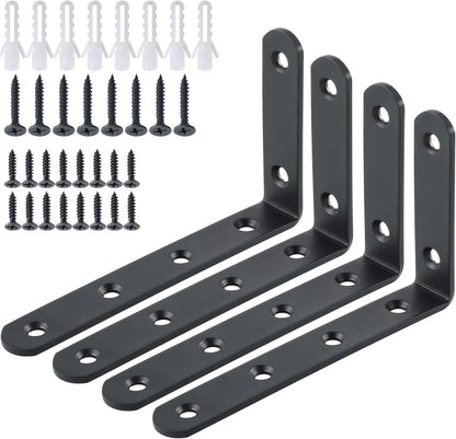 Sayayo L Shelf Bracket Corner Brace Angle Bracket Shelf Support Wall Hanging, Stainless Steel, 150MM-300MM, 2PCS/ 4PCS