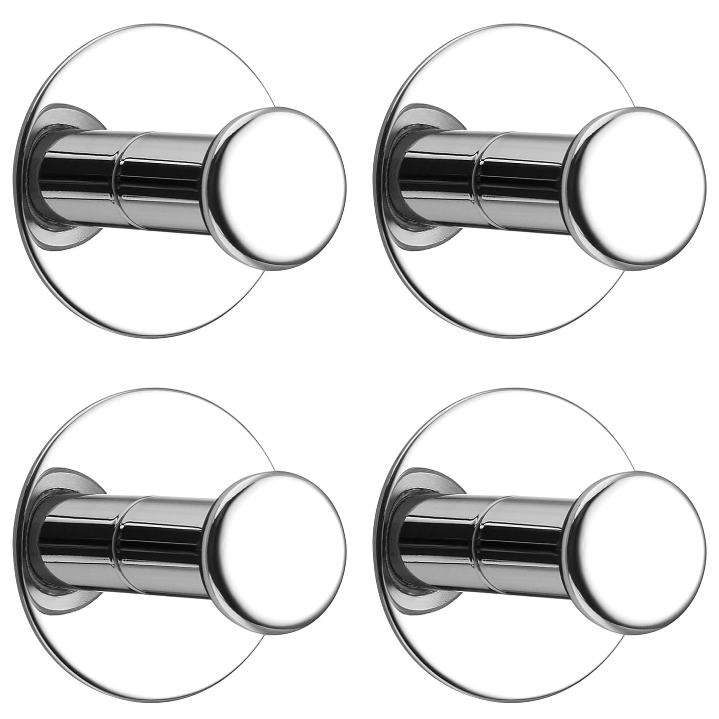 SAYAYO Self Adhesive Hooks 2PCS/ 4PCS Sticky Coat Hooks for Hanging Towels Wall Hook for Bathroom Kitchen Home Door, SUS304 Stainless Steel, No Nails, Round Design