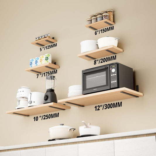 SAYAYO Shelf Brackets Heavy Duty 5MM Thick White Angle Brackets Metal L Brackets for Shelves, Wooden Shelf Brackets & Supports Wall Hanging Corner Brace, 125mm - 300mm, 2 Pack/ 4 Pack