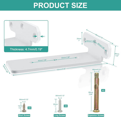 Sayayo 2-piece bracket wall bracket heavy-duty bracket, metal bracket bracket white, 150mm L-shaped wall bracket, floating bracket with screws