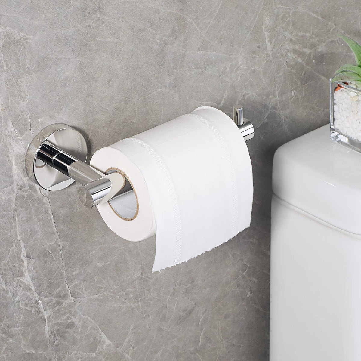 SAYAYO Toilet Roll Holder Wall Mounted Toilet Paper Holder SUS304 Stainless Steel for Bathroom Kitchen, Loo Tissue Roll Holder Round Base Style
