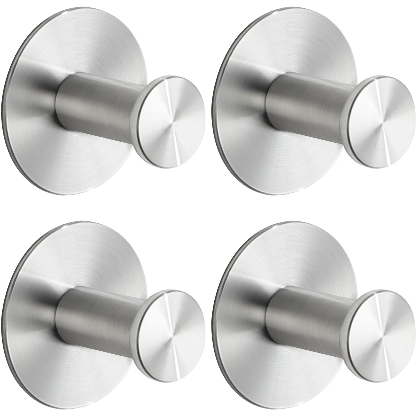 SAYAYO Self Adhesive Hooks 2PCS/ 4PCS Sticky Coat Hooks for Hanging Towels Wall Hook for Bathroom Kitchen Home Door, SUS304 Stainless Steel, No Nails, Round Design