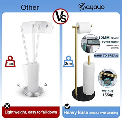 Sayayo Free Standing Toilet Roll Holder with Double Pole (Round Base)