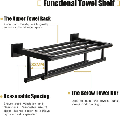 Sayayo Towel Rail Wall Mounted Bathroom Towel Shelf Towel Holder, SUS304 Stainless Steel Towel Rack 16 Inch 20 Inch 24 Inch 28 Inch